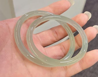 Natürlicher Grüner Jadeit Armreif: Handgemachter Stein Schmuck
