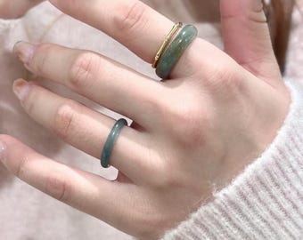 Minimalist Green Jadeite Ring – Authentic Natural Jade Band for Everyday Wear