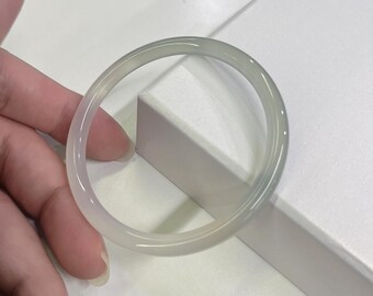 Slim Clear Jade Bangle, 6mm Thin Jade Bracelet, Modern Minimalist Jewelry, Elegant Crystal Gift for Her