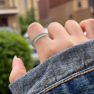 Natural Jade Band Ring – Genuine Burmese Green Jadeite Thin Ring for Women