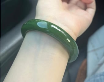 Thin Natural Jade Bangle Bracelet for Women Genuine Jadeite Jewelry Real Green Stone Bangle Gift for Her Minimalist Jade Jewelry