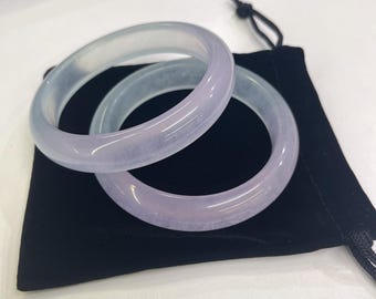 Lavender Blue Jade Bangle, Natural Jade Bracelet for Women, Light Purple Jadeite Jewelry, Gift for Her, Calming Stone Bangle 58mm