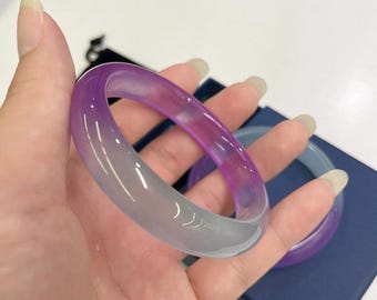 Lavendel & Grüne Jade Armreif: Natürlicher Jadeit Schmuck