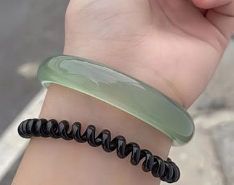 Pulsera rígida de jade auténtico para mujer, joyería de jadeíta verde natural, pulsera de piedra genuina, elegante regalo de pulsera de jade.