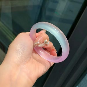 Natural Lavender Jade Bangle Half Purple Half White | Real Jadeite Bracelet | Elegant Jade Jewelry for Women | Gift Box Included
