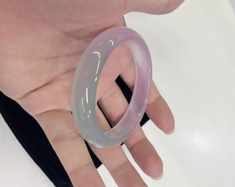 Semi-Purple Jade Bangle – Genuine Jadeite Bracelet for Women, Handmade Purple Jade Jewelry, Elegant Stone Bangle, Natural Gemstone Gift