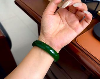 Light Green Jadeite Bangle Bracelet: Natural Stone Jewelry
