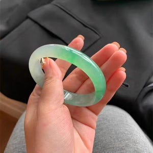 Jade Bangle Bracelet, Real Green Jadeite Bangle, Natural Stone Bangle for Women, Genuine Jade Jewelry , 52mm-64mm