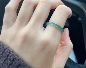 Two-Tone Jade Ring – Natural Burmese Jadeite Band for Men & Women