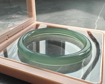 Brazalete de jadeíta natural: auténtica piedra de jade verde, auténtica joyería de jade birmano para mujer, pulido a mano, regalo de bendición.