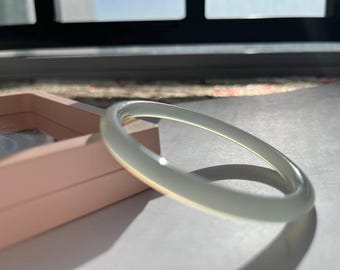Chunky Natural Jade Bangle Real Green Jadeite Bracelet Wide Round Stone Energy Jewelry for Women with Gift Packaging