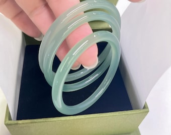 Pulsera rígida de jade natural para mujer, brazalete de jadeíta verde auténtica, joyería de jade real, brazalete de piedra fina, elegante regalo de pulsera de jade