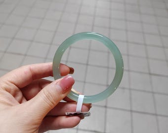 Natural Jade Bangle Bracelet – Real Green Jadeite Bangle for Women, Thin Genuine Jade Jewelry, Stone Bracelet Gift with Gift Box