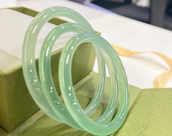Natürliche Jade Armreif Armband | Echter Jadeit Schmuck für Frauen | Echte grüne Jade Armreif, dünne Stein Armreif, elegante Armreif