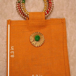 Jute Bag With Pearl Bangle Handle for Pooja Return Favor, Thamboolam, Wedding Gifts, Diwali Gifts, Lunch Bags