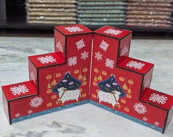 Golu Steps  for Pichwai prints on either sides and kolam prints on top Recital Return Gifts
