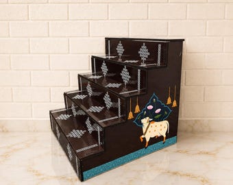 Pichwai cow print dismantle golu steps, Ashtalakshmi golu steps, Pichwai lotus print dismantle golu steps. 3 different designs  Available.