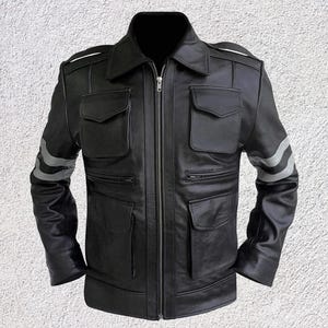 Resident Evil 6 Leon Kennedy Black Leather Jacket – RE6 Inspired Real Leather Cosplay Outfit for Gamers & Action Fans