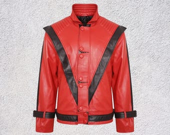 Michael Jackson Thriller Jacket Handmade 80s Red Leather Cosplay