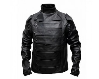 Handmade Bucky Barnes Leather Jacket: Captain America Winter Soldier Style