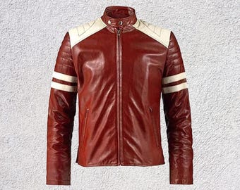 Tyler Durden Fight Club Leather Jacket: Brad Pitt Biker Style