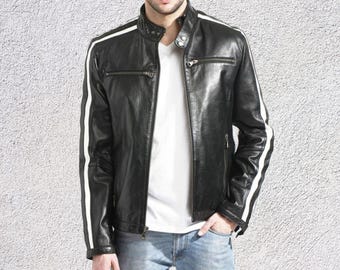 Resident Evil 3 Leon Kennedy Biker Jacket – Handmade Black Motorcycle Coat