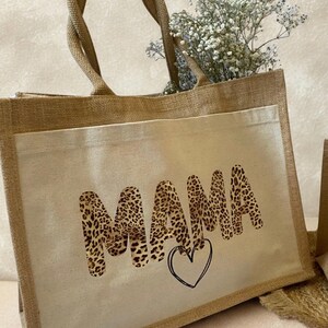 Leo Jute Tasche Mama & Mini Leo Look / Taschen Set Jutetasche / Partnerlook Shopper / Mama Kind Tasche / Geschenk für Mamas