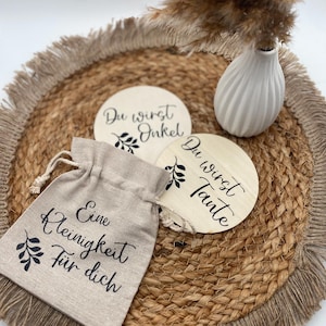 Holzscheiben zur Verkündung der Schwangerschaft | Du wirst Oma, Opa, Tante, Onkel | Meilensteinkarten aus Holz | Baby Geburt
