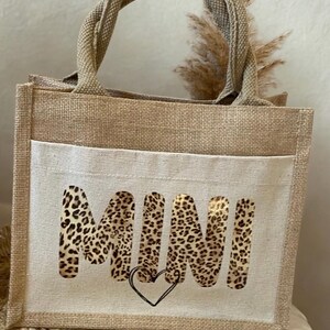 Leo Jute Tasche Mama & Mini Leo Look / Taschen Set Jutetasche / Partnerlook Shopper / Mama Kind Tasche / Geschenk für Mamas