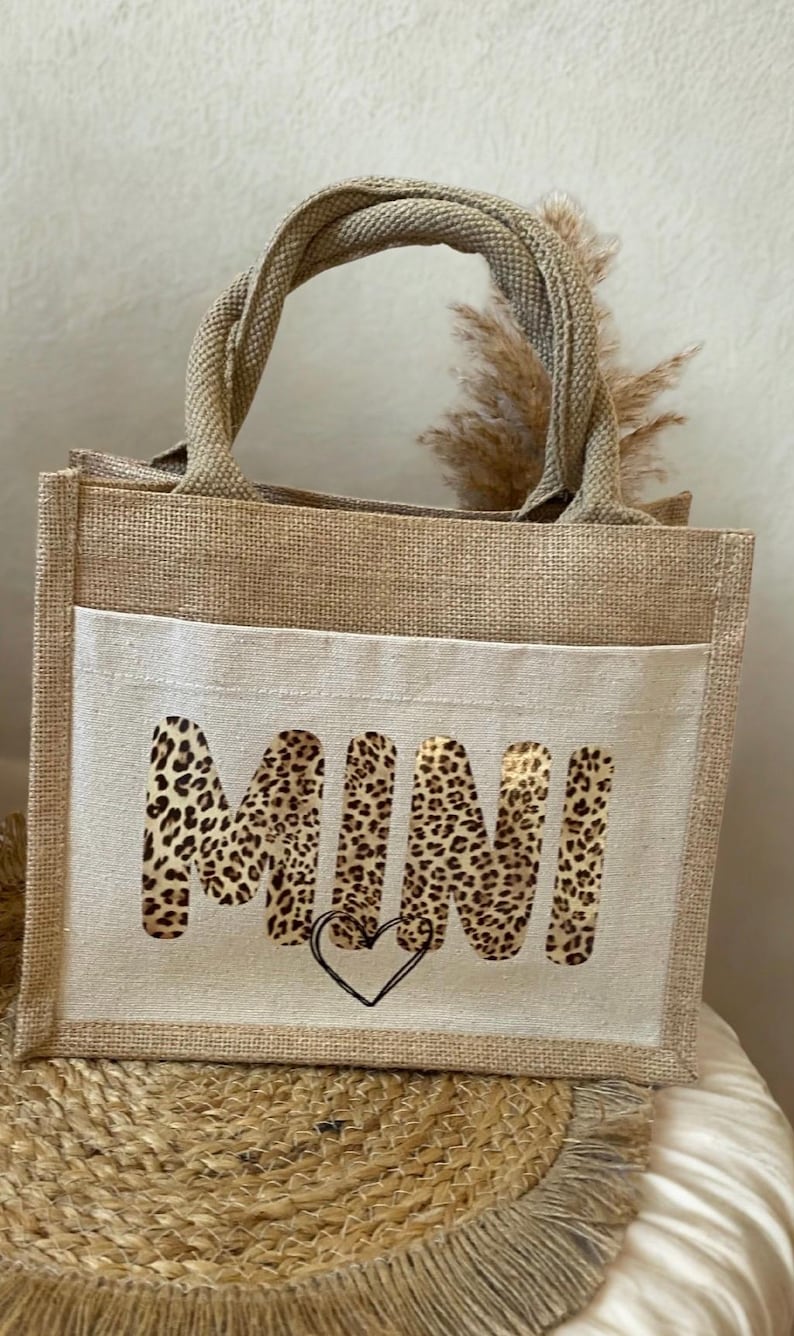 Leo Jute Tasche Mama & Mini Leo Look / Taschen Set Jutetasche / Partnerlook Shopper / Mama Kind Tasche / Geschenk für Mamas