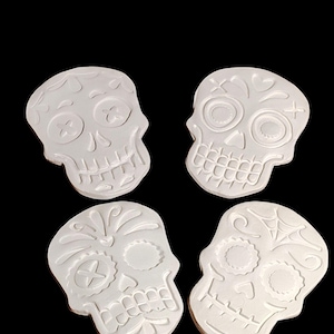 Set of four ceramic bisque ready to paint Sugar Skulls, Made to Order