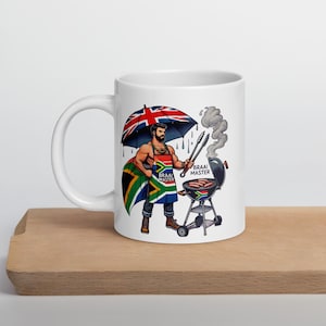 Tasse Braai Master SA | Coupe BBQ d&#39;Afrique du Sud | Cadeau pour grillades Boerewors | Mug Braai drôle | 11 oz et 15 oz