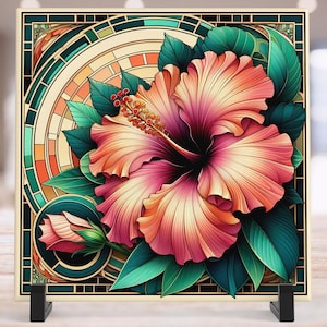 Artisan Art Nouveau Ceramic Tile - Ideal Home Decor -  Thoughtful Gift for Art Lover - Shelf Sign - Wall Art - Wall Hanging for Small Spaces