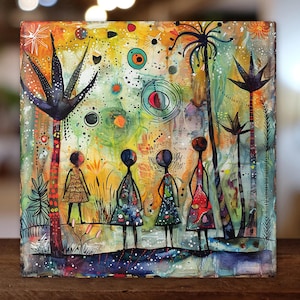 African Print Ceramic Art Tile - Stunning Minimalist African Print  - Decorative Wall Hanging - Black Art - Home Decor - Ceramic Art Plaque