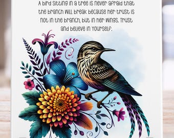 Bird Ceramic Tile: Inspirational Quote Art for Nature Lovers