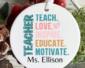 Personalized Teacher Appreciation Ornament, Custom Name Ornament