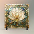 Lotus Flower Ceramic Tile Art – Stained Glass Look, Yoga Decor