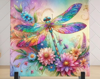 Art Nouveau Dragonfly Ceramic Tile – Decorative Wall Art