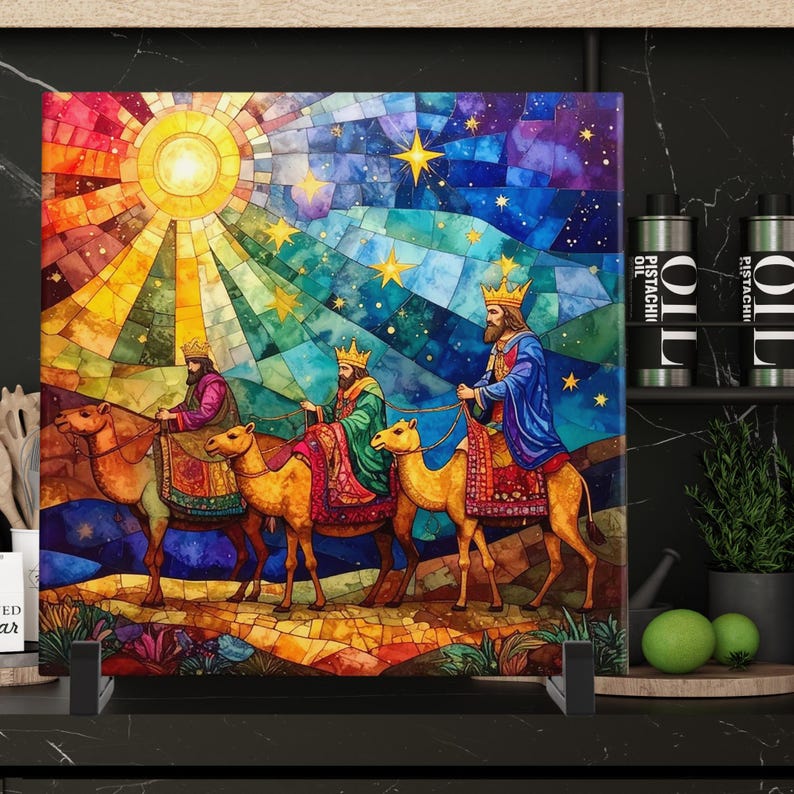 Three Wise Men Ceramic Tile, Nativity Scene Wall Art, Christian ...