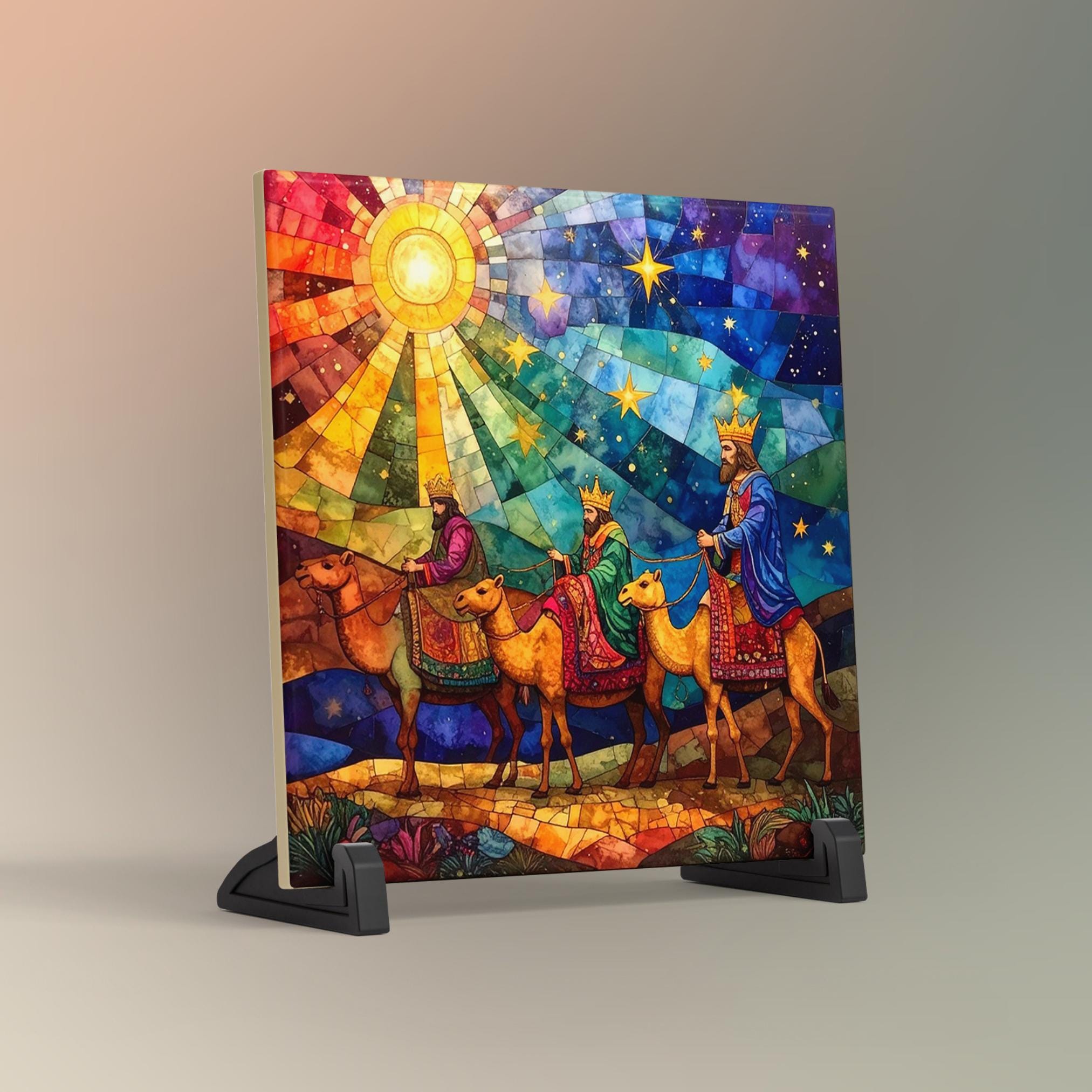 Three Wise Men Ceramic Tile, Nativity Scene Wall Art, Christian ...