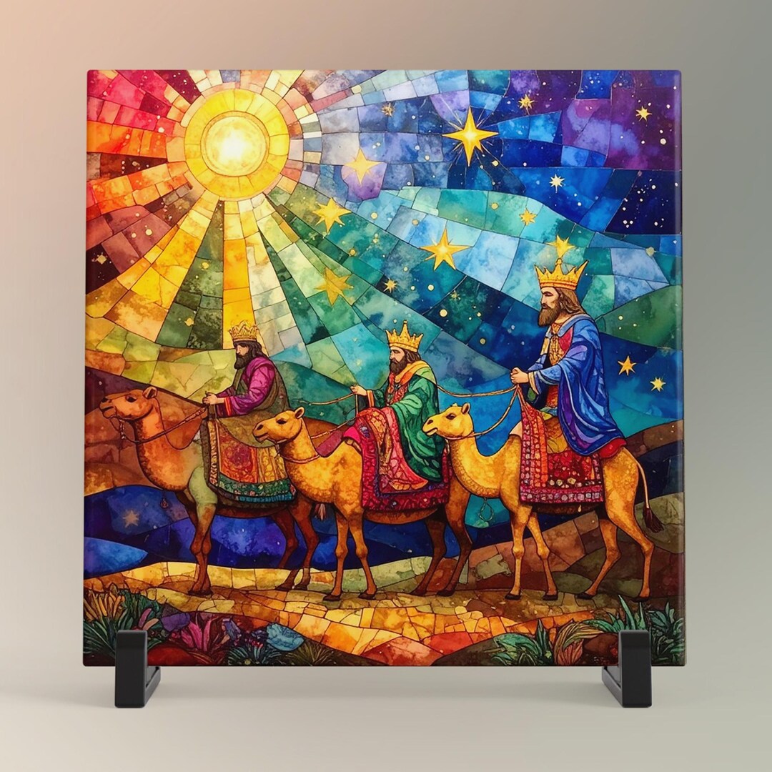 Three Wise Men Ceramic Tile, Nativity Scene Wall Art, Christian ...