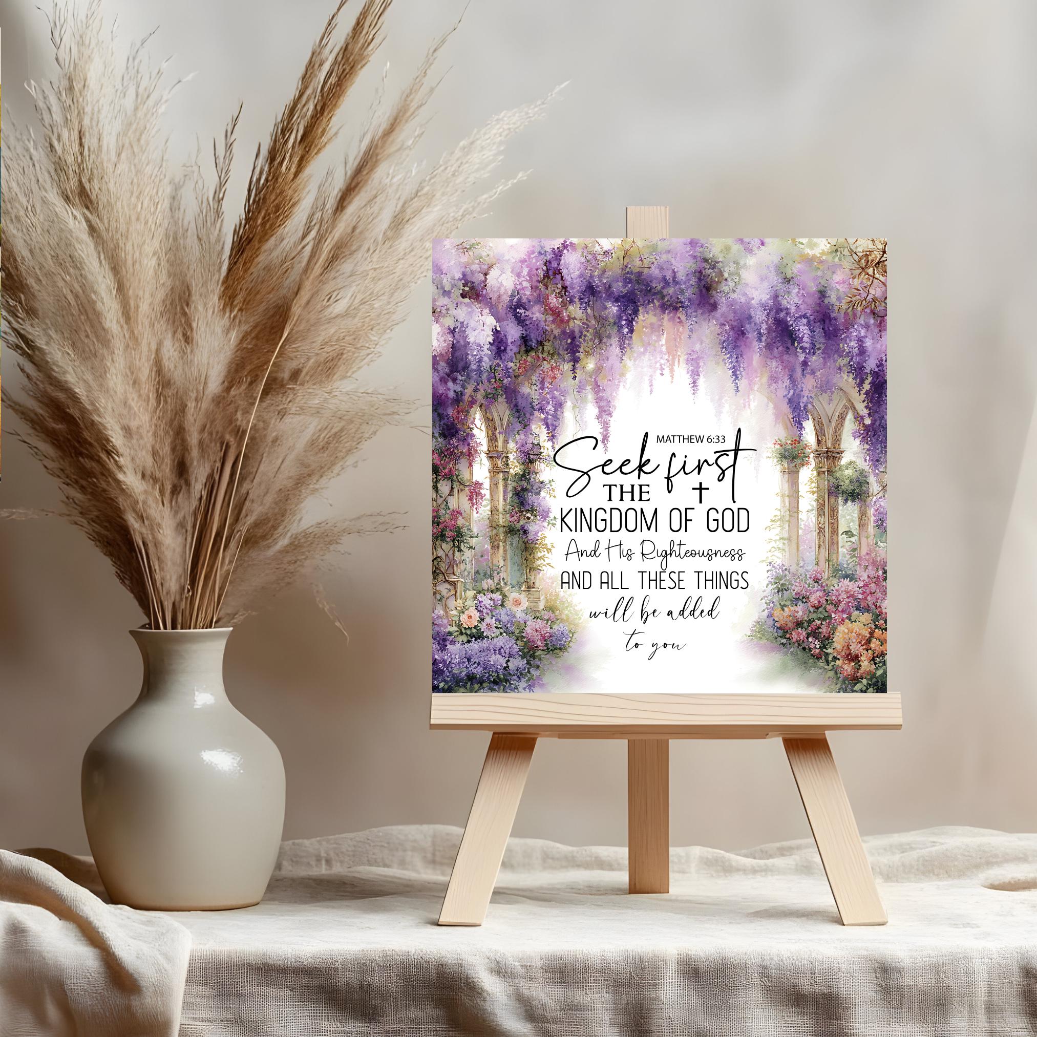 Scripture Tile Wisteria Garden Ceramic Art Print, Matthew 6:33 Scripture Tile, Seek ...