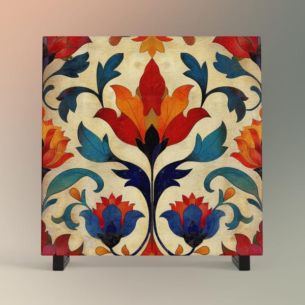Floral Ceramic Tile – Moroccan Mediterranean Art, Wall Decor