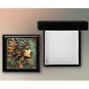 Art Deco Keepsake Box - Ebony Wood Memory Box - Vintage Bronze 1930s Style Jewelry Box - Custom Jewelry Organizer - Mother&#39;s Day Gift