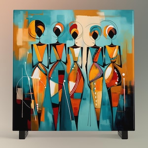 Abstract African Print  - Ceramic Art Tile - Stunning Minimalist African Print  - Decorative Wall Hanging - Black Art - Home Decor