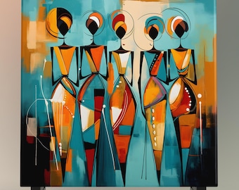 Abstract African Art Tile – Minimalist Ceramic Wall Decor