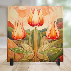 Floral Ceramic Tile - Exquisite Flower Art for Stylish Wall Decor - Gallery Wall Art - Art Deco Tile Art