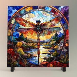 Dragonfly Ceramic Art Tile - Stunning Art Nouveau Tile for Decorative Wall Use, Unique Home Decor Gift for Nature Lovers