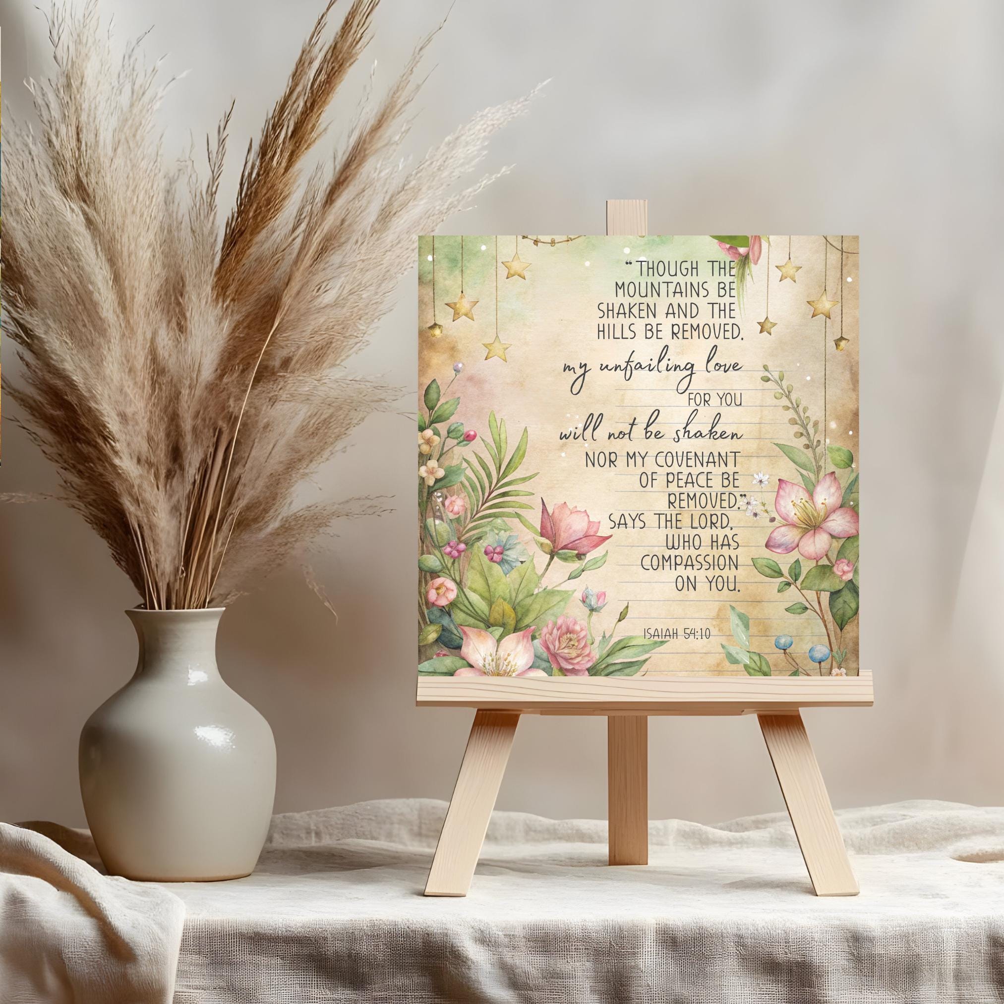 Scripture Tile Ceramic Art Tile: Isaiah 54 Scripture, Unfailing Love Floral Decor - Etsy