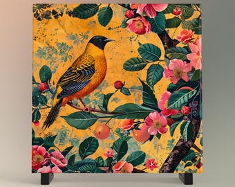 William Morris Bird Ceramic Tile | Art Nouveau Floral Decor